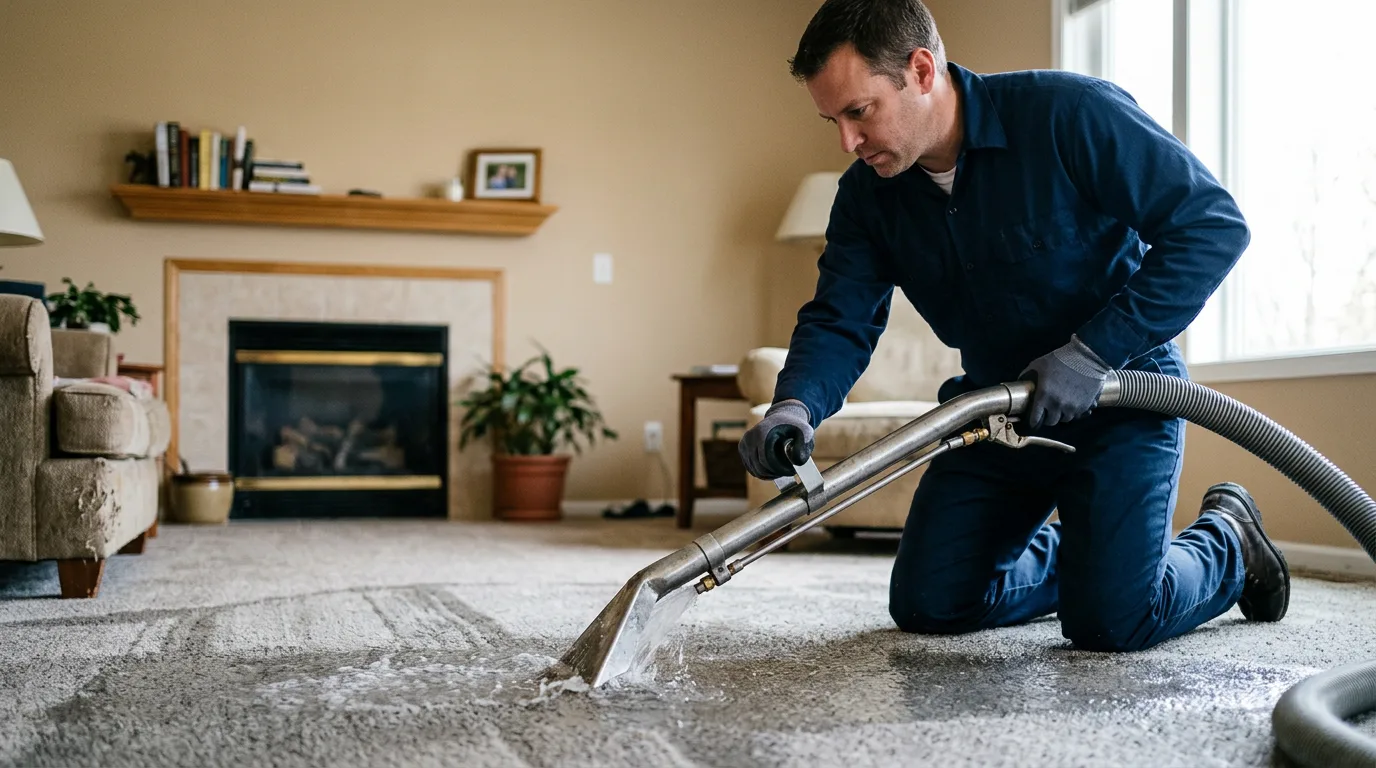 Water damage restoration technician working near Wampum, PA
